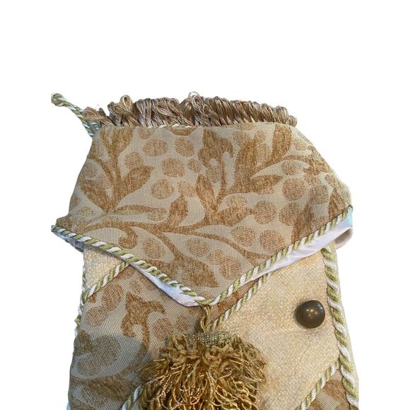 Victorian Gold Fringe Buttons Stocking Christmas Holiday Victoria Large - Picture 5 of 8